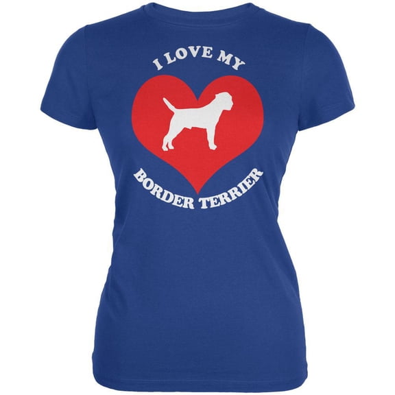 Valentines I Love My Border Terrier Royal Juniors Soft T-Shirt - Small