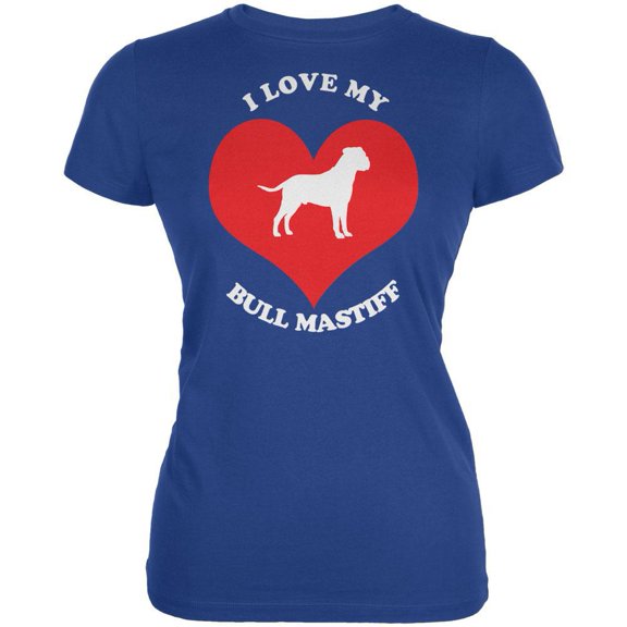 Valentines I Love My Bull Mastiff Royal Juniors Soft T-Shirt - 2X-Large