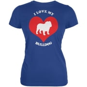 Valentines I Love My Bulldog Royal Juniors Soft T-Shirt - Medium