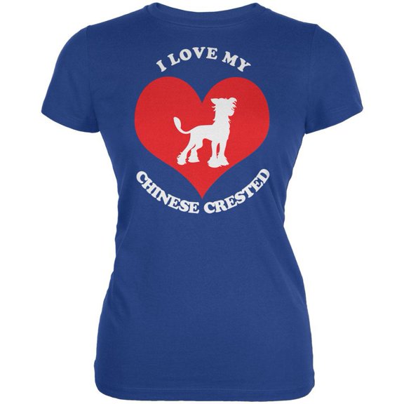 Valentines I Love My Chinese Crested Royal Juniors Soft T-Shirt - Medium