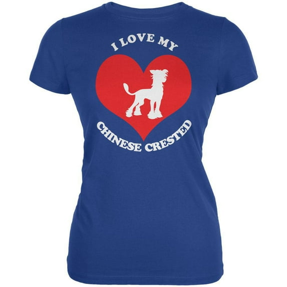 Valentines I Love My Chinese Crested Royal Juniors Soft T-Shirt - X-Large