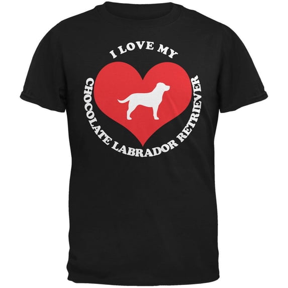 Valentines I Love My Chocolate Lab Black Adult T-Shirt - X-Large