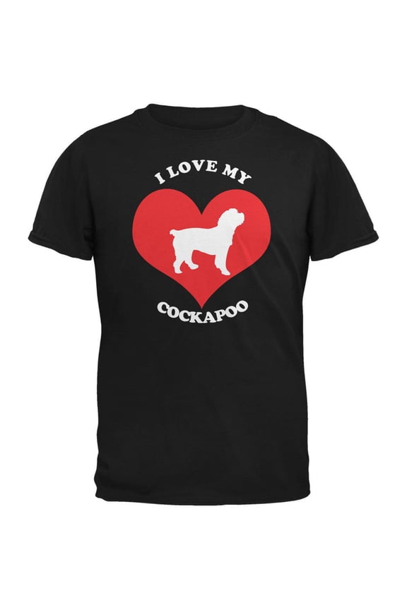 Valentines I Love My Cockapoo Black Adult T-Shirt - Medium