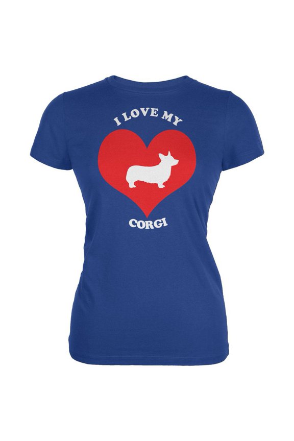 Valentines I Love My Corgi Royal Juniors Soft T-Shirt - Small
