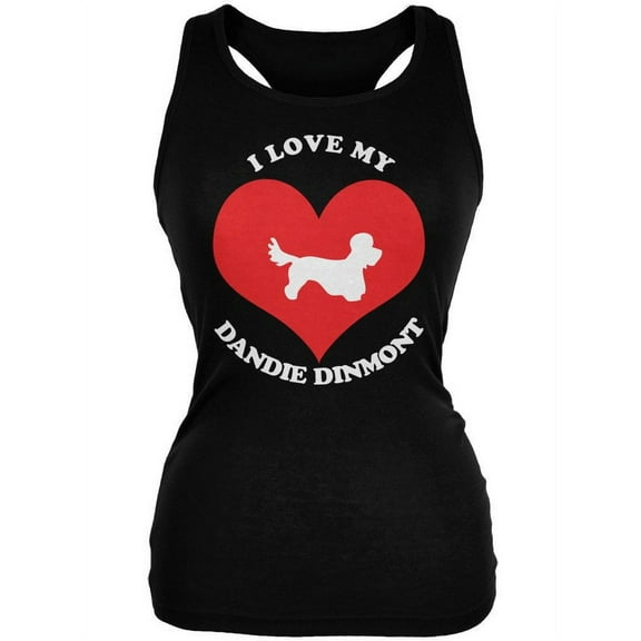 Valentines I Love My Dandie Dinmont Black Juniors Soft Tank Top