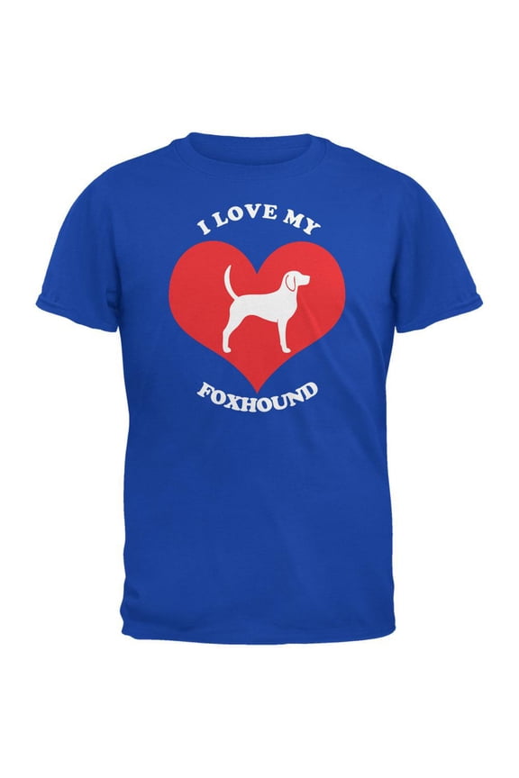 Valentines I Love My Foxhound Royal Adult T-Shirt - Large