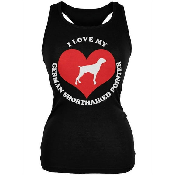 Valentines I Love My German Shorthaired Pointer Black Juniors Soft Tank Top - 2X-Large
