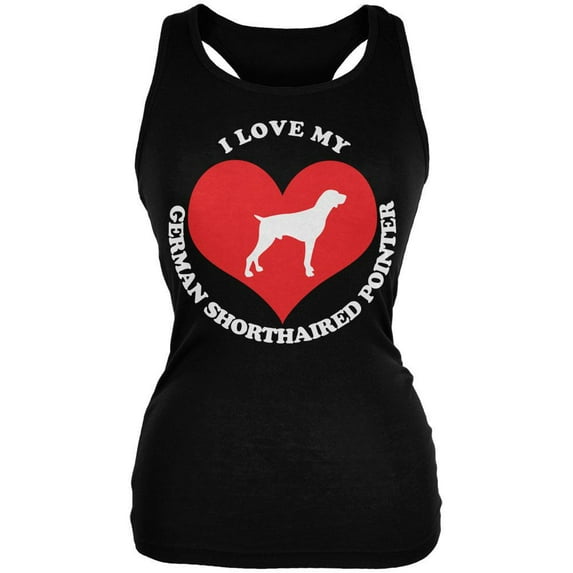 Valentines I Love My German Shorthaired Pointer Black Juniors Soft Tank Top