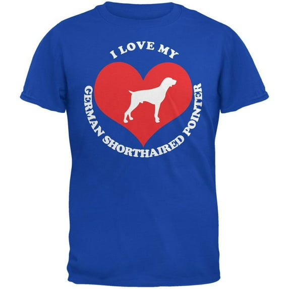 Valentines I Love My German Shorthaired Pointer Royal Adult T-Shirt - Medium