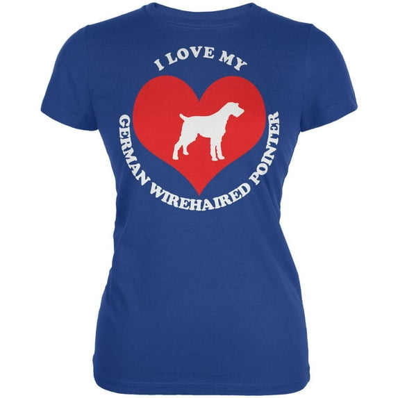 Valentines I Love My German Wirehaired Pointer Royal Juniors Soft T-Shirt - Large