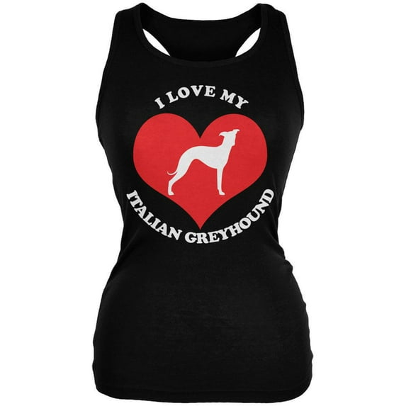 Valentines I Love My Italian Greyhound Black Juniors Soft Tank Top - X-Large