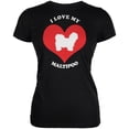 thumbnail image 1 of Valentines I Love My Maltipoo Black Juniors Soft T-Shirt - Small, 1 of 1