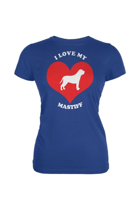Valentines I Love My Mastiff Royal Juniors Soft T-Shirt - Medium