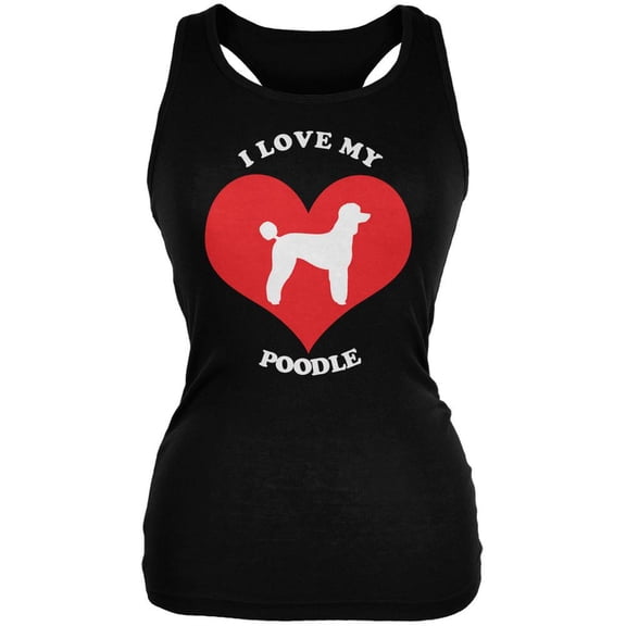 Valentines I Love My Poodle Black Juniors Soft Tank Top