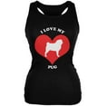 thumbnail image 1 of Valentines I Love My Pug Black Juniors Soft Tank Top, 1 of 1