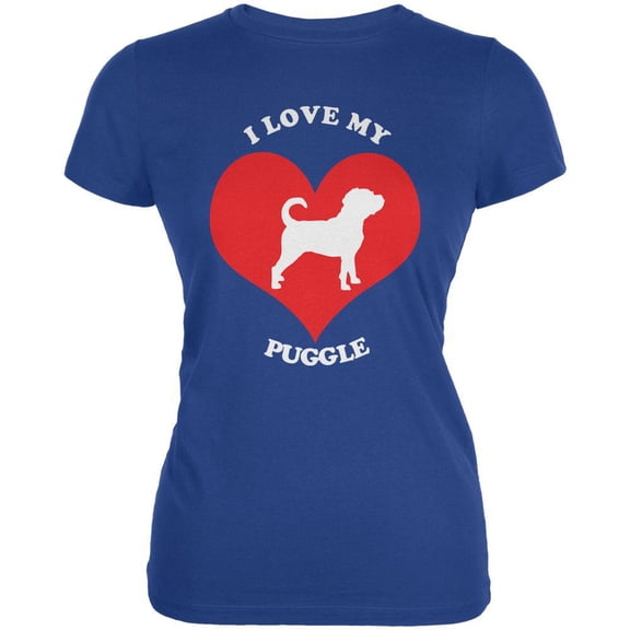 Valentines I Love My Puggle Royal Juniors Soft T-Shirt - X-Large