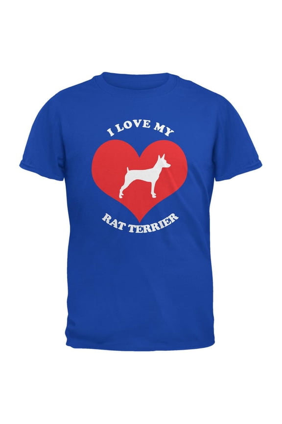 Valentines I Love My Rat Terrier Royal Adult T-Shirt