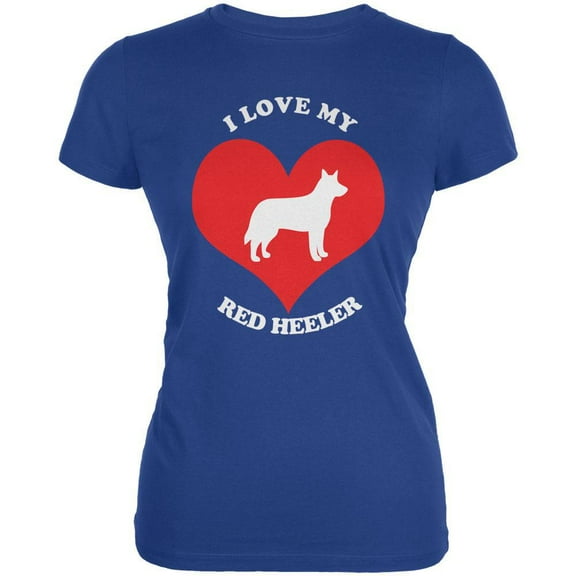 Valentines I Love My Red Heeler Royal Juniors Soft T-Shirt - Medium