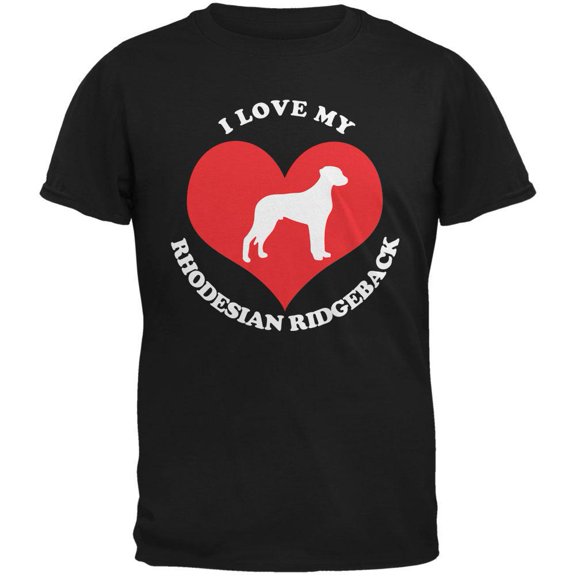 Valentines I Love My Rhodesian Ridgeback Black Adult T-Shirt - Small