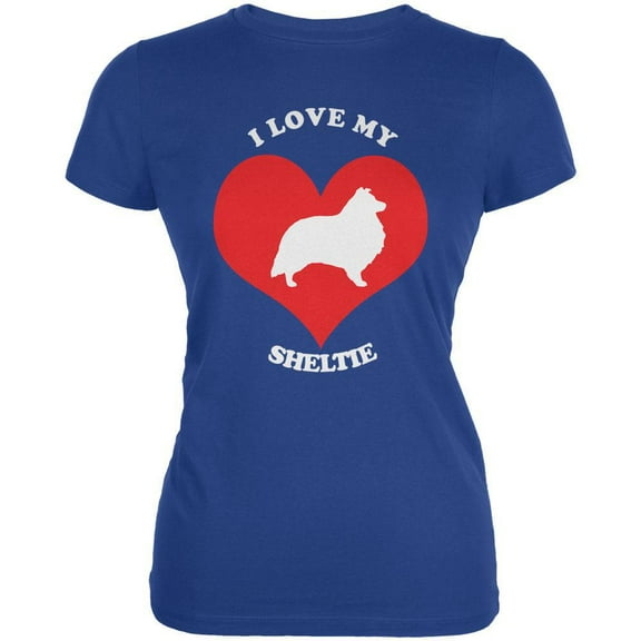 Valentines I Love My Sheltie Royal Juniors Soft T-Shirt - 2X-Large