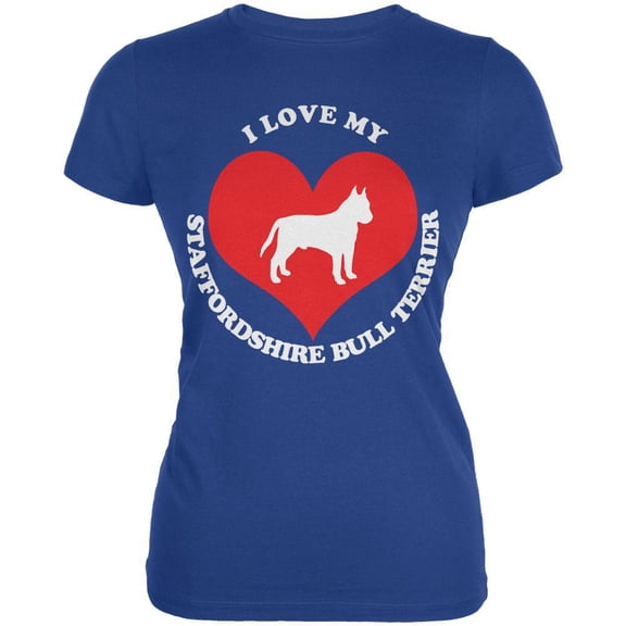 Valentines I Love My Staffordshire Bull Terrier Royal Juniors Soft T-Shirt - 2X-Large