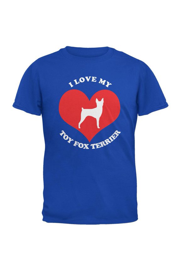 Valentines I Love My Toy Fox Terrier Royal Adult T-Shirt - Small