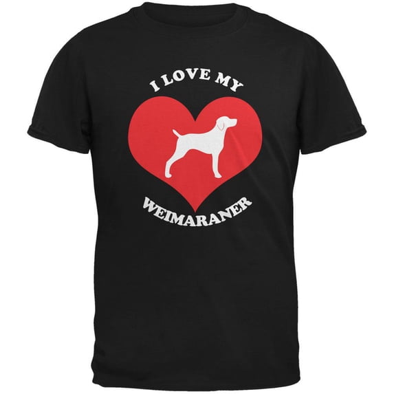 Valentines I Love My Weimaraner Black Adult T-Shirt - 2X-Large