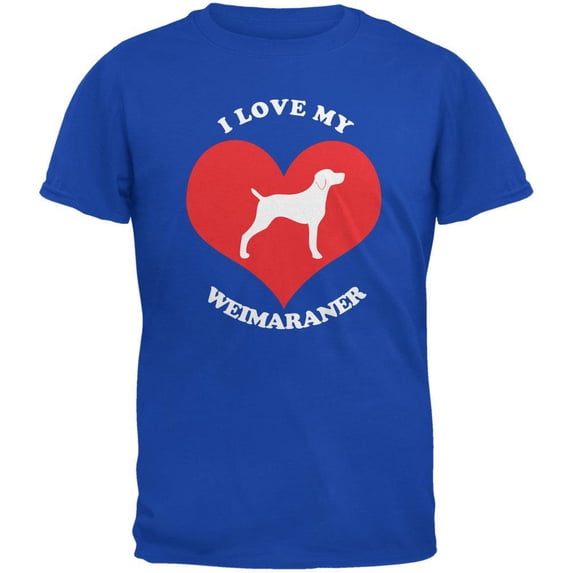 Valentines I Love My Weimaraner Royal Adult T-Shirt - X-Large