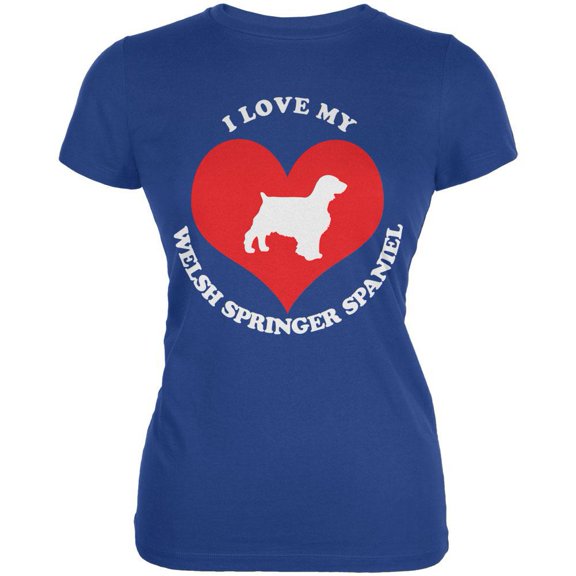 Valentines I Love My Welsh Springer Spaniel Royal Juniors Soft T-Shirt - Medium