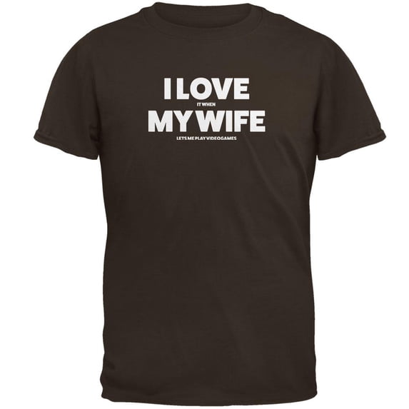 Valentines I Love My Wife Video Games Brown Adult T-Shirt - 2X-Large