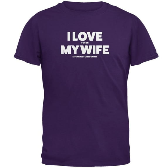 Valentines I Love My Wife Video Games Purple Adult T-Shirt - Large