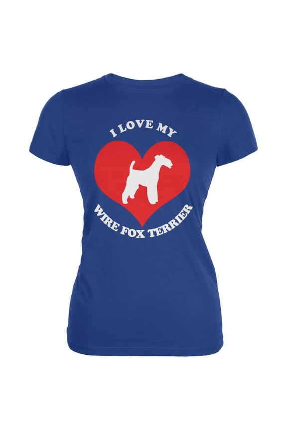 Valentines I Love My Wire Fox Terrier Royal Juniors Soft T-Shirt