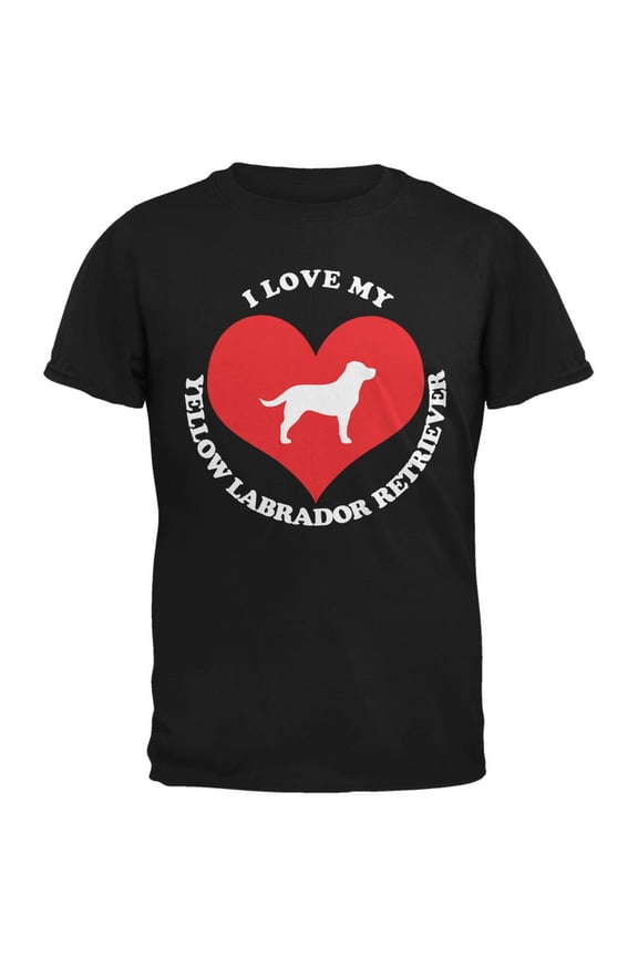 Valentines I Love My Yellow Lab Black Adult T-Shirt