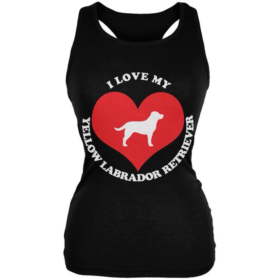 Valentines I Love My Yellow Lab Black Juniors Soft Tank Top