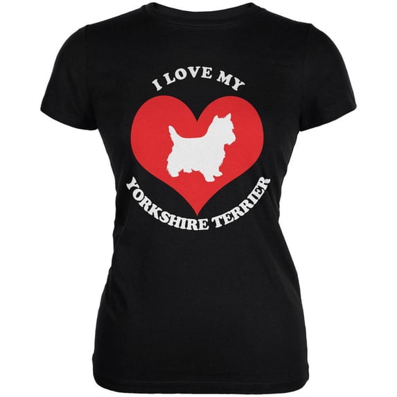 Valentines I Love My Yorkshire Terrier Black Juniors Soft T-Shirt
