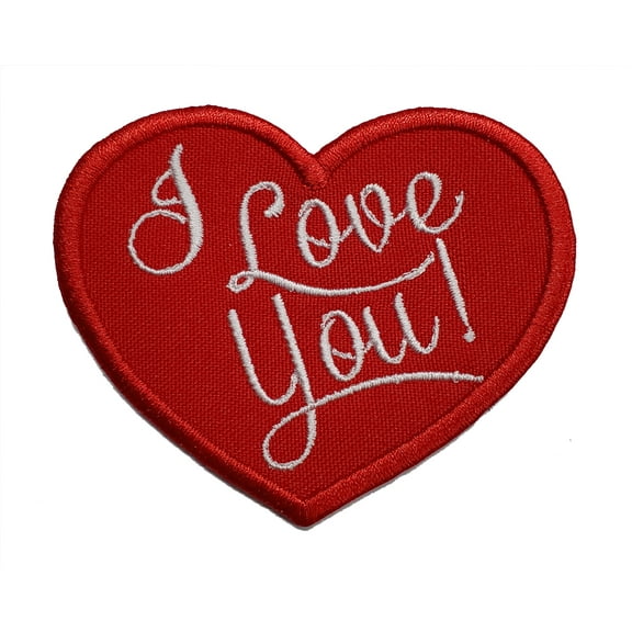 Valentines I Love You Heart Embroidered Iron On Patch 2.9" x 2.4" Love Valentines Day Valentine Spouse Husband Wife Boyfriend Girlfriend