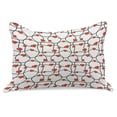 thumbnail image 1 of Valentines Knitted Quilt Pillowcover, Geometric Themed Illustration with Lines and Hearts Romantic Valentines Day, Standard King Size Pillow Cover for Bedroom, 36" x 20", Red Black White, by Ambesonne, 1 of 2