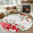 thumbnail image 1 of Valentines Love Heart Round Area Rug 8Ft Washable Large Circle Rugs for Living Room Dorm, Red Eucalyptus Botanical Vintage Non-Slip Carpet Floor Mats Indoor Outdoor Carpet Runner Aesthetic Home Decor, 1 of 8