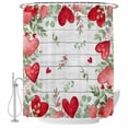 thumbnail image 1 of Valentines Love Heart Shower Curtain Set - 48" x 72" Washable Bathtub Curtain with 12 Hooks, Eucalyptus Red Love Heart Vintage Waterproof Fabric Stall Shower Curtains for Bathroom/Bathtub Décor, 1 of 6