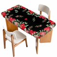 thumbnail image 1 of Valentines Love Heart Table Cloths for 6 Foot Rectangle Tables, Eucalyptus Red Love Heart Black Patio Waterproof Elastic Fitted Tablecloths, Washable Rectangular Table Cover for Camping, 1 of 8