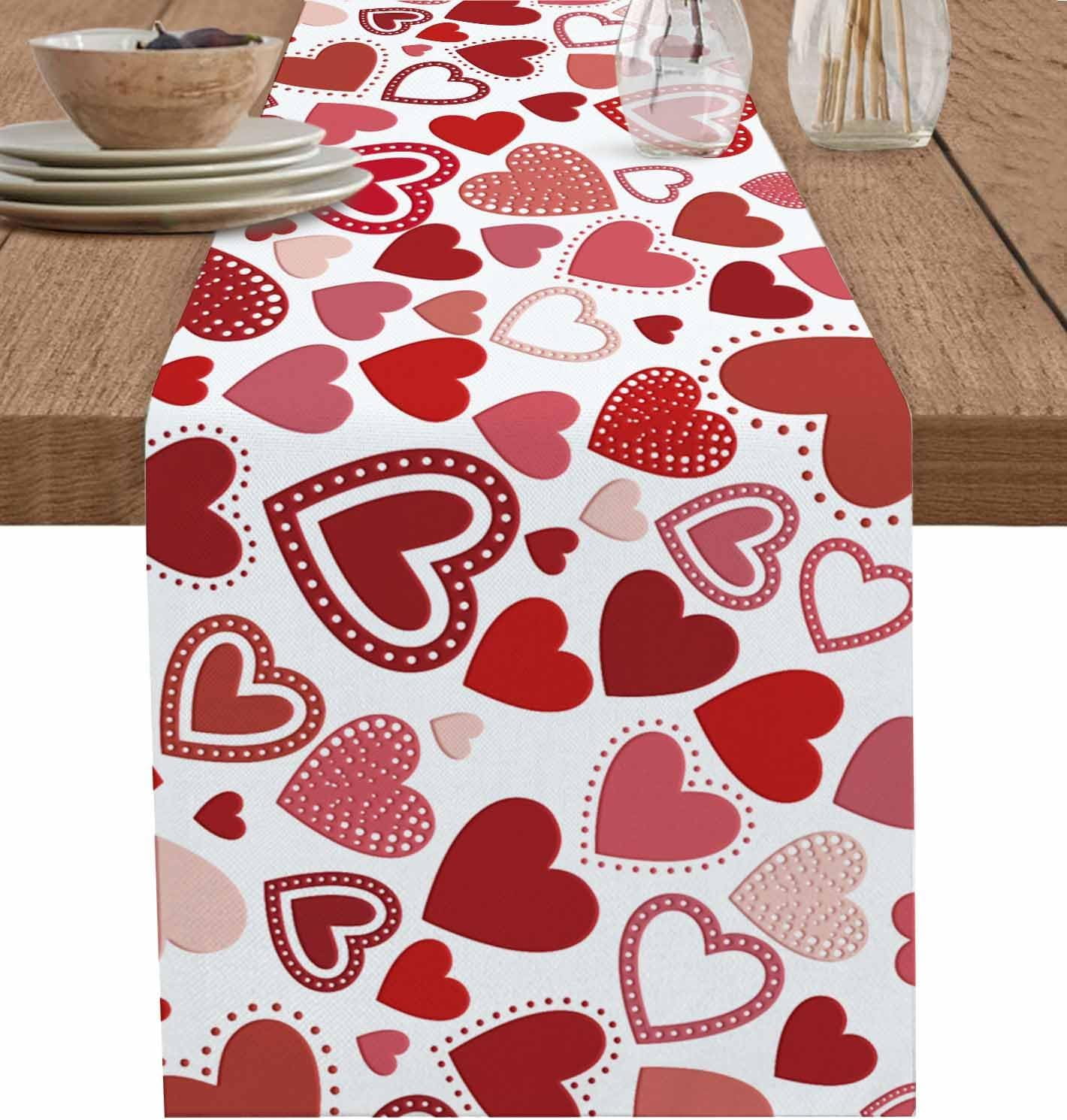 Valentines Love Heart Table Runner 36 Inches Long Red Pink Heart ...