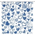 thumbnail image 1 of Valentines Love Hearts Shower Curtain 72" x 72" Blue Sweet Hearts Home Bathroom Decorations Romantic Love Bathtub Curtain Set with 12 Hooks (Blue), 1 of 5