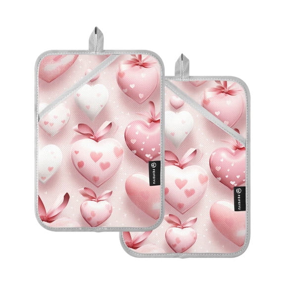 ALAZA Valentines Love Pot Holders Set of 2 Heat Resistant Kitchen Oven Mitts
