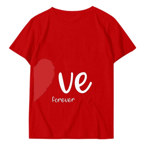 Valentines Matching Shirts Short Sleeve Half Heart Letter Print Tops Love for Him Or Her Unisex Gifts Festive Celebration Couples Matching Shirts