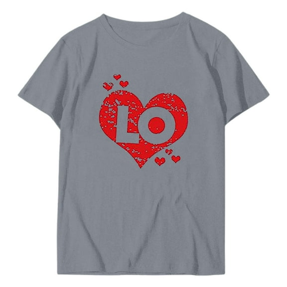 Valentines Matching Shirts Short Sleeve Half Letter Print Tops Unisex Gifts Love for Him Or Her Festive Celebration Loose Cozy Couples Matching Shirts