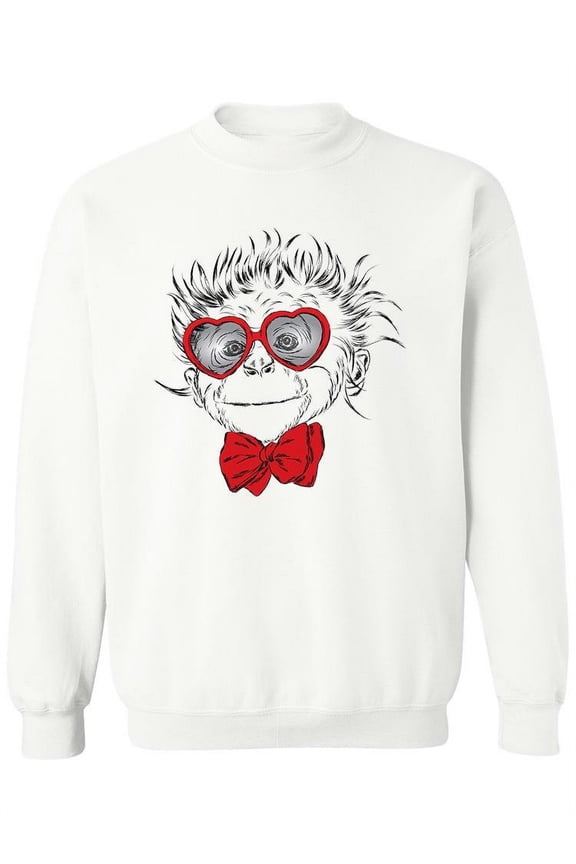 Valentines Monkey Sweatshirt Women -Image by Shutterstock, Female Small