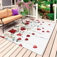 thumbnail image 1 of Valentines Outdoor Rug for Patio/Deck/Porch, Non-Slip Large Area Rug 5 x 7 Ft, Love Heart Spring Floral Botanical Indoor Outdoor Rugs Washable Area Rugs, Reversible Camping Rug Carpet Runner, 1 of 8