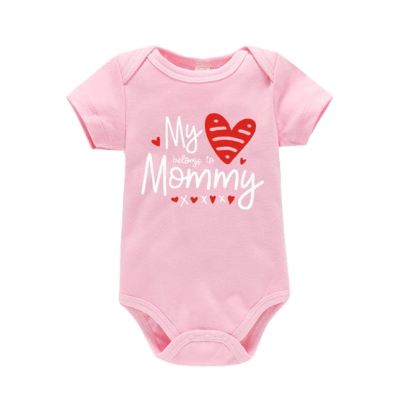 Valentines Outfit Baby Girl Short Sleeve Letter Print Romper Bodysuit Cute Baby Girl Outfit Toddler Boy Outfit 3-6 Months