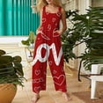 thumbnail image 1 of Valentines Overalls for Women Loose Fit Cute Heart Pattern Baggy Wide Leg Jumpsuits Valentine Overalls Casual Rompers with Pockets, 1 of 5