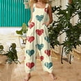 thumbnail image 1 of Valentines Overalls for Women Wide Leg Sleeveless Casual Heart Graphic Rompers Valentines Baggy Overalls Jumpers with Pockets, 1 of 7